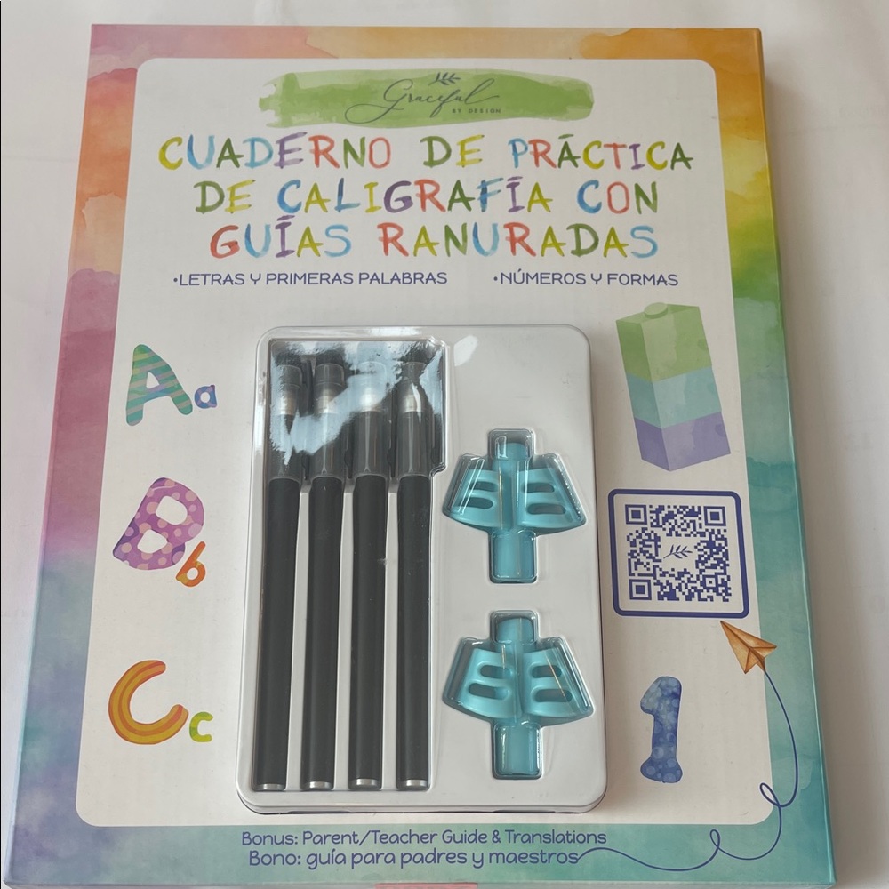 Grogu caligraphy practice notebook with guides for learning letters in Spanish